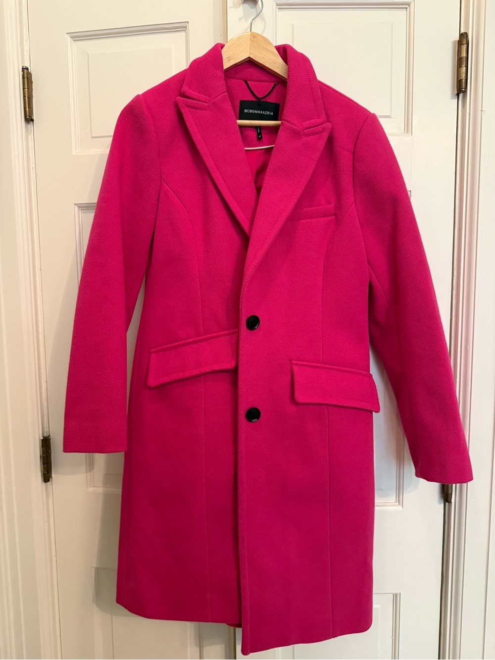BCBGMAXAZRIA Women’s Hot Pink Single-Breasted Coat